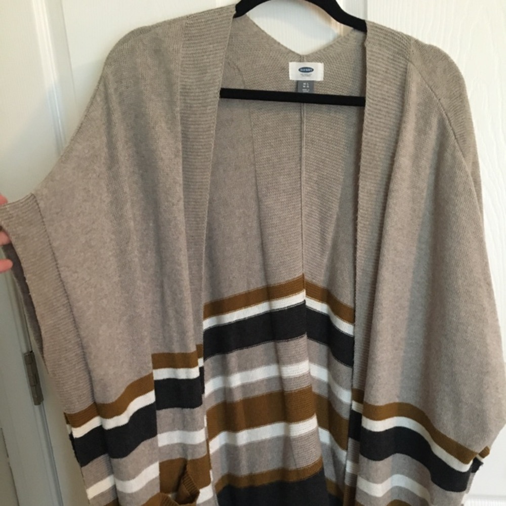 Striped open front cardigan